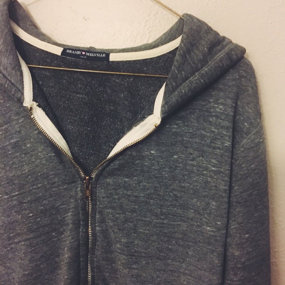 Brandy Melville zip-up gray hoodie