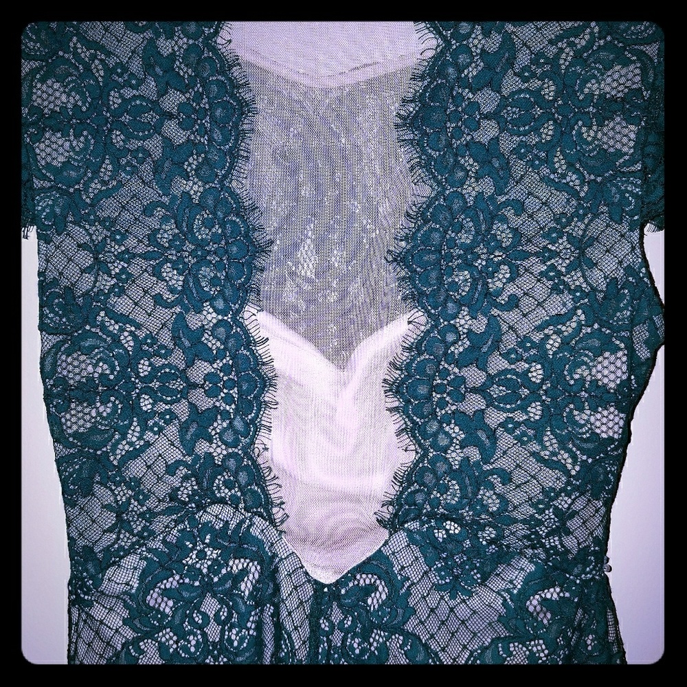 Emerald Green Lace Midi Dress