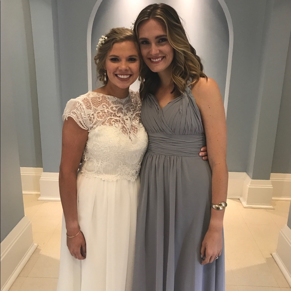 Christina Wu Bridesmaid Dress. Platinum, Size 6