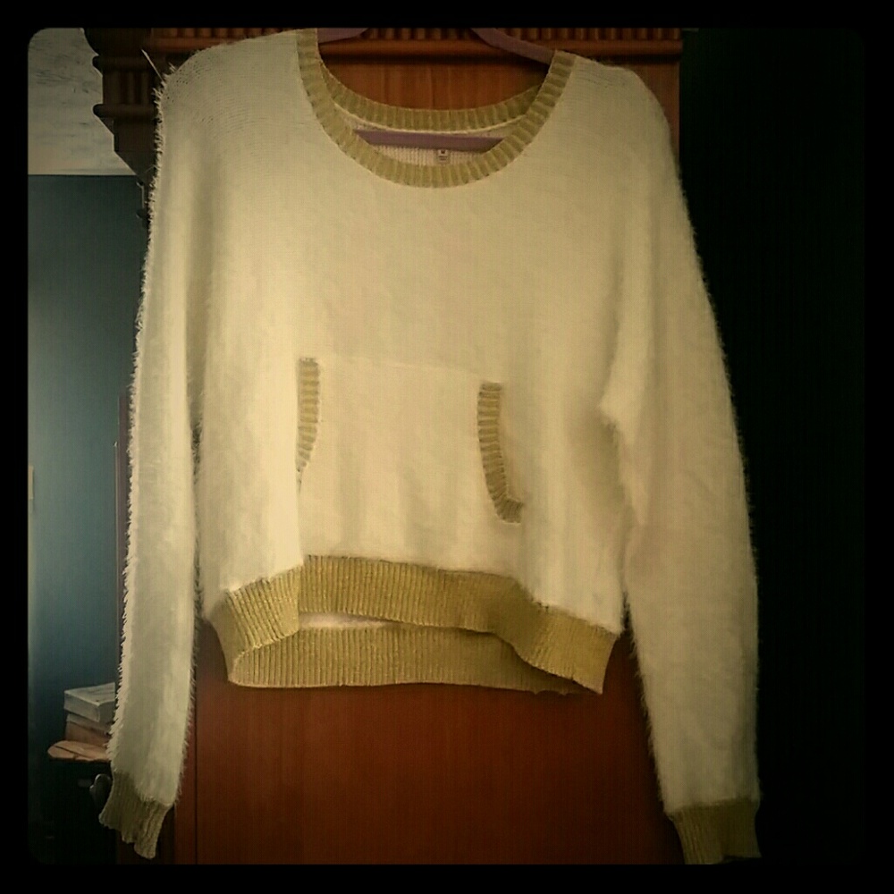 White fuzzy sweater