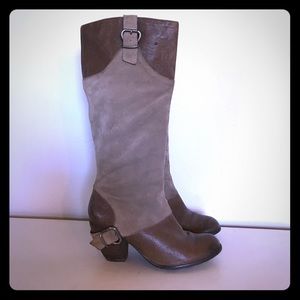 Fergie Tall  Boots Brown Leather Buckle Detail