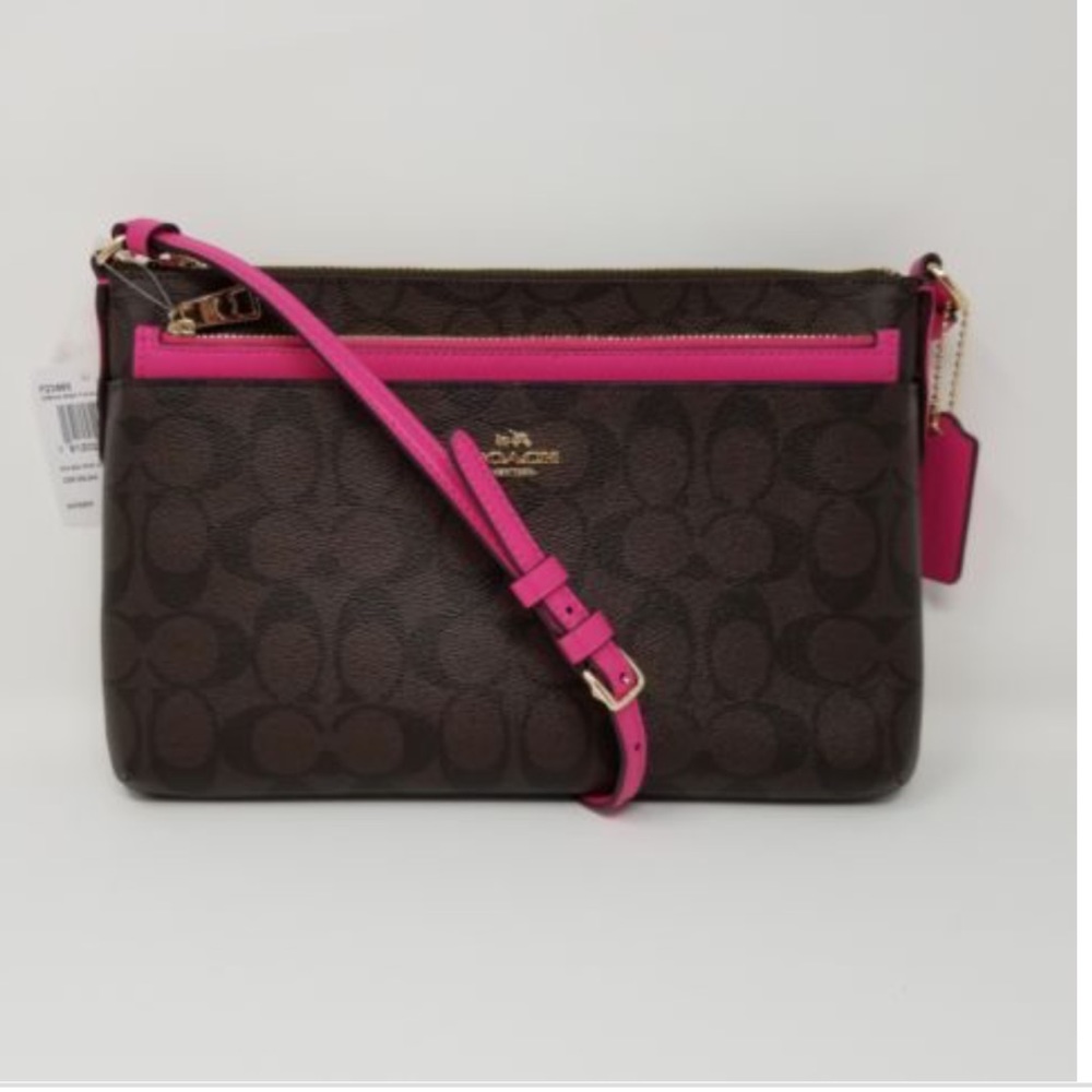 COACH CROSSBODY W/ POP-UP POUCH SIGNATURE CANVAS