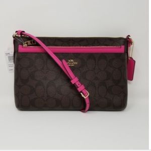 COACH CROSSBODY W/ POP-UP POUCH SIGNATURE CANVAS