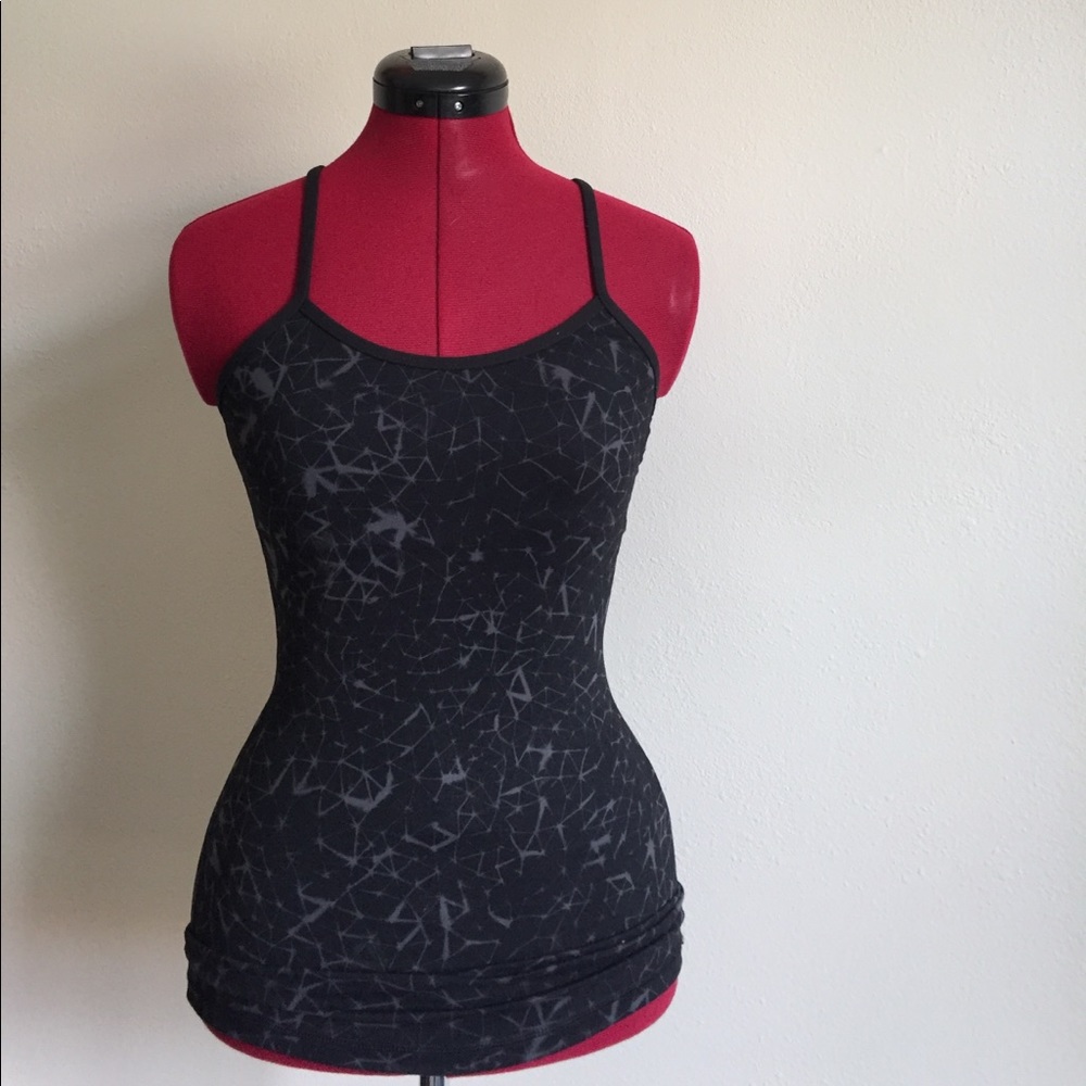 LULULEMON black galaxy print power y tank