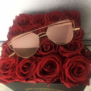 Rose Gold Cat Eye Mirrored Sunglasses