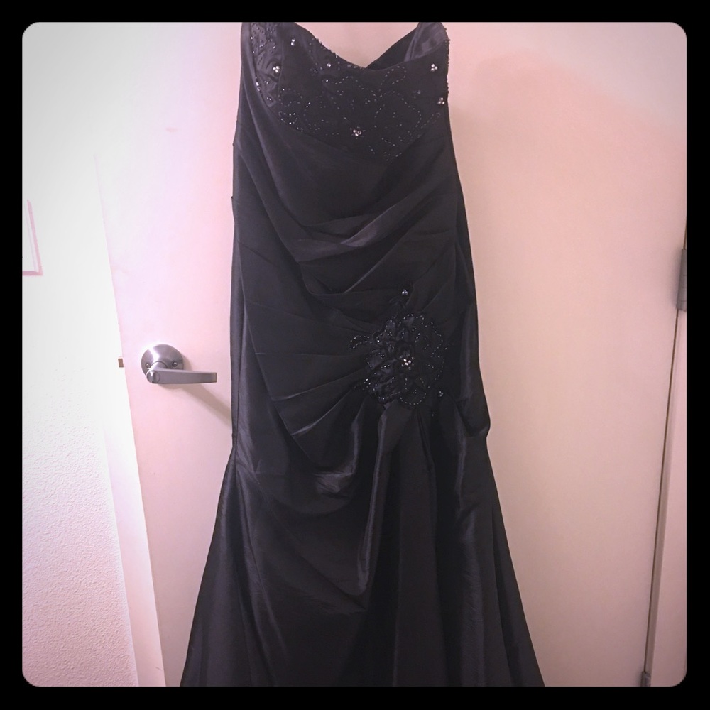 Prom or ball gown, with black sash