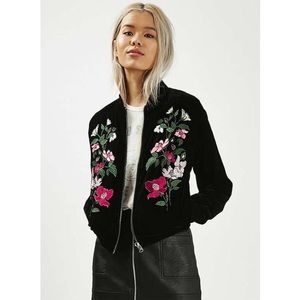 Topshop Velvet Embroidered Bomber Jacket