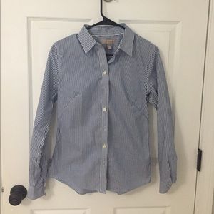 Blue and white strip button down shirt