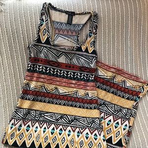 Racer Back Tribal Print Maxi Dress