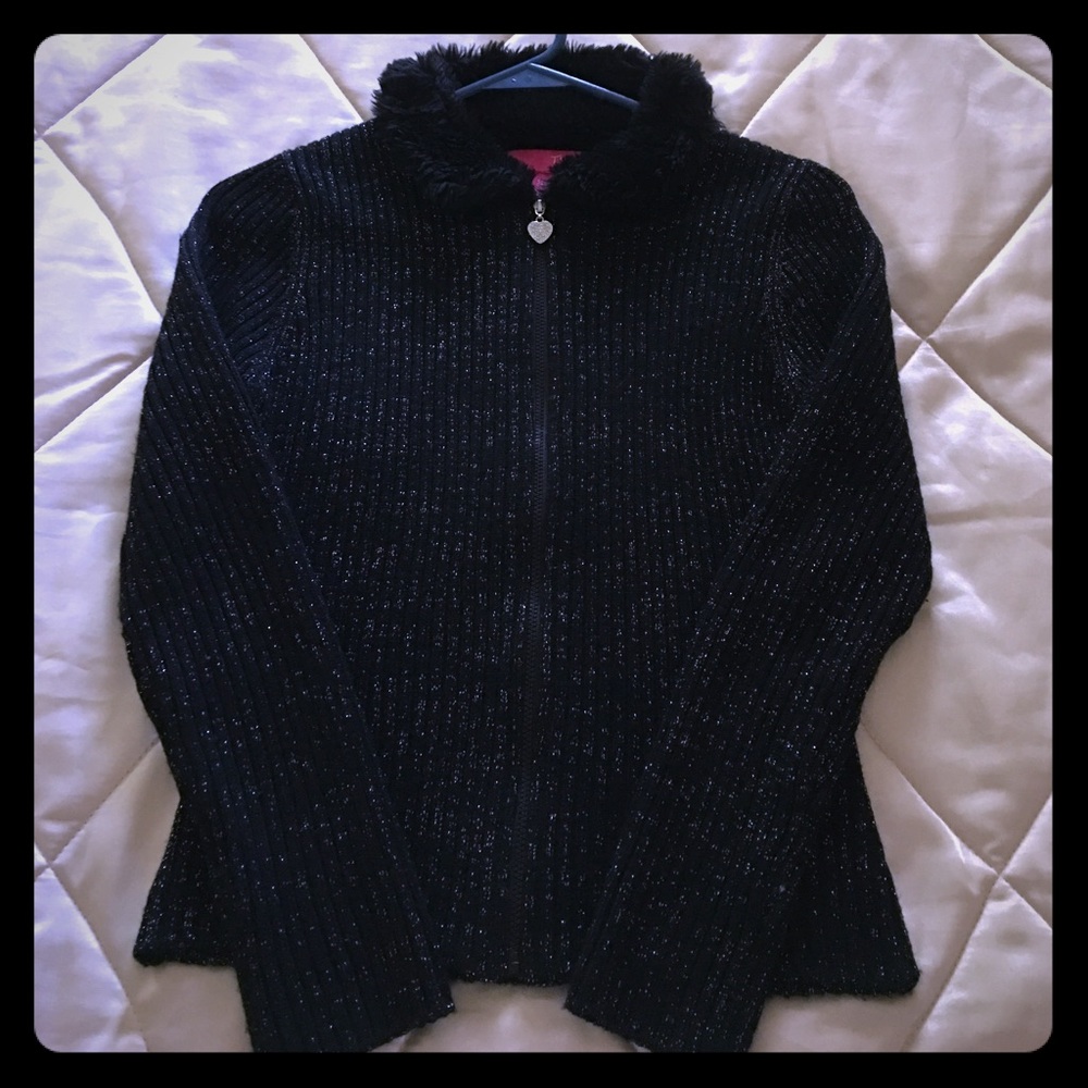 Beautiful Black shimmering zip up Sweater