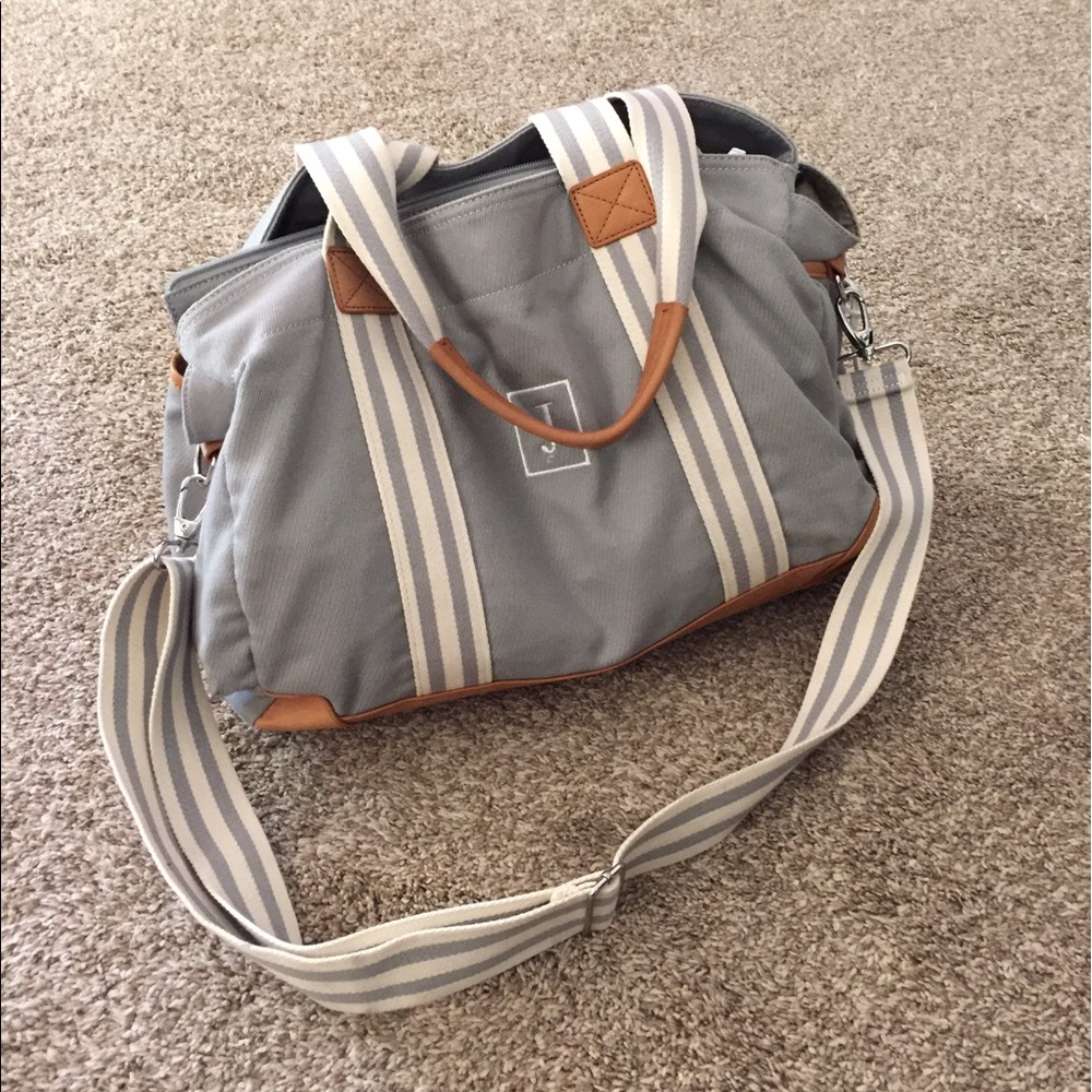 Grey pottery barn monogram diaper bag/anytime bag