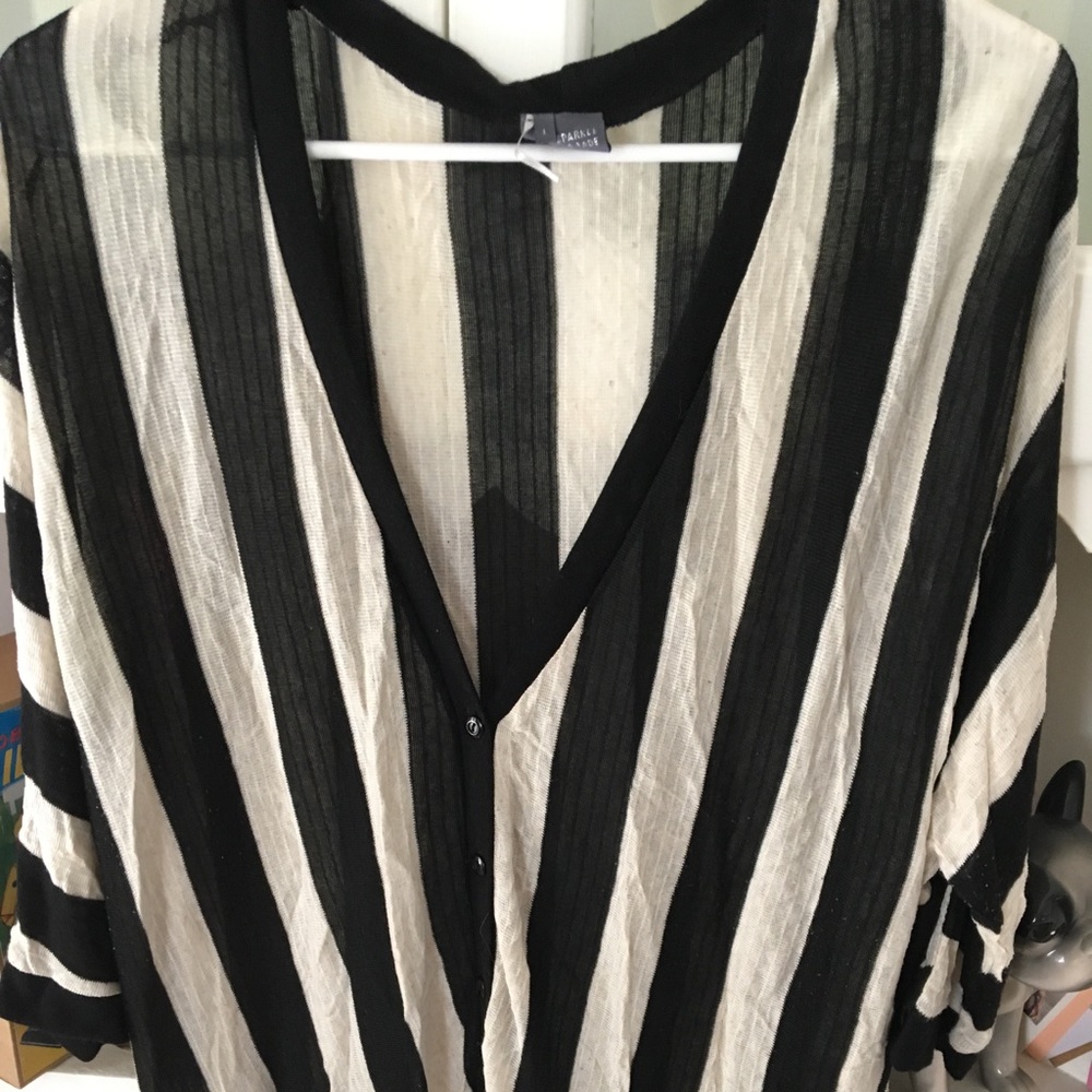 Sparkle & Fade Black & White Striped Cardigan