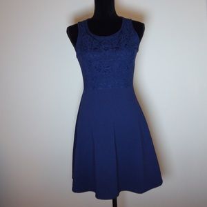 Navy laced fit and flair dress