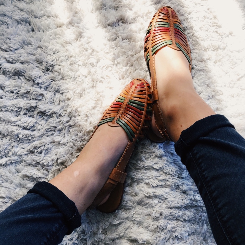 Vintage Leather Sling-Back Huaraches