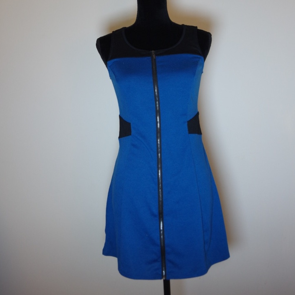 Flattering navy and black dress
