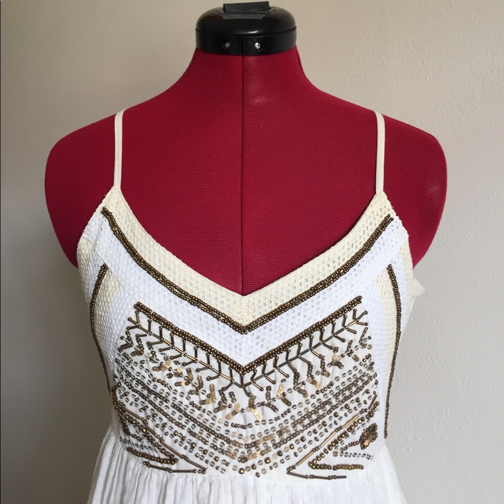 URBAN OUTFITTERS cream beaded tunic