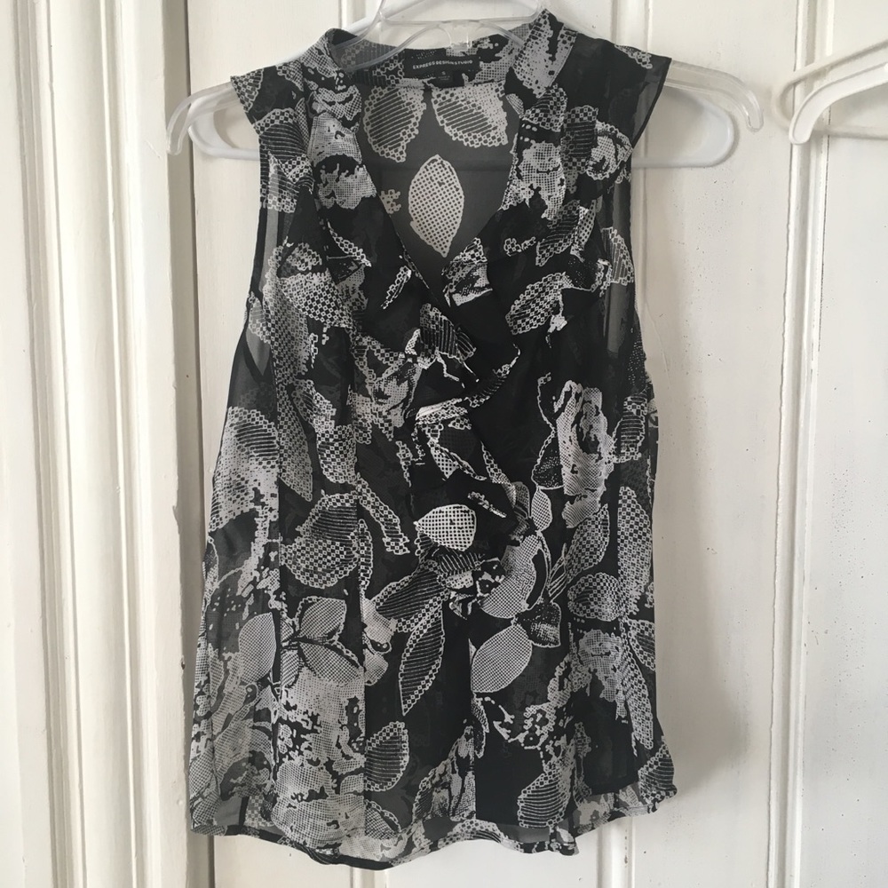 black and white sheer express blouse