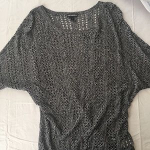 gray express knit sweater / blouse