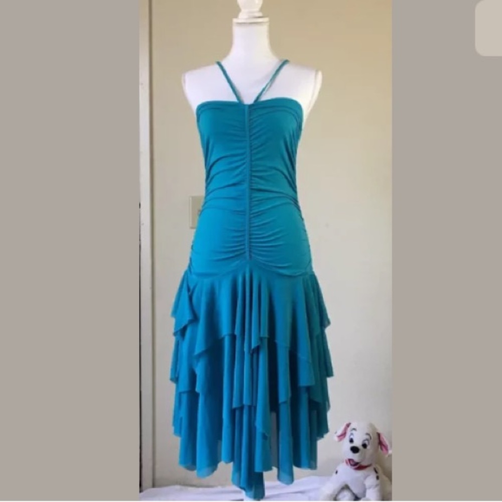 Dark Turquoise Sleeveless Tiered Dress
