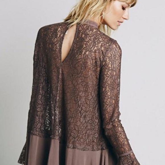 Secret Origins Lace Pieced Tunic DRESS Brown NEW - Picture 4 of 6