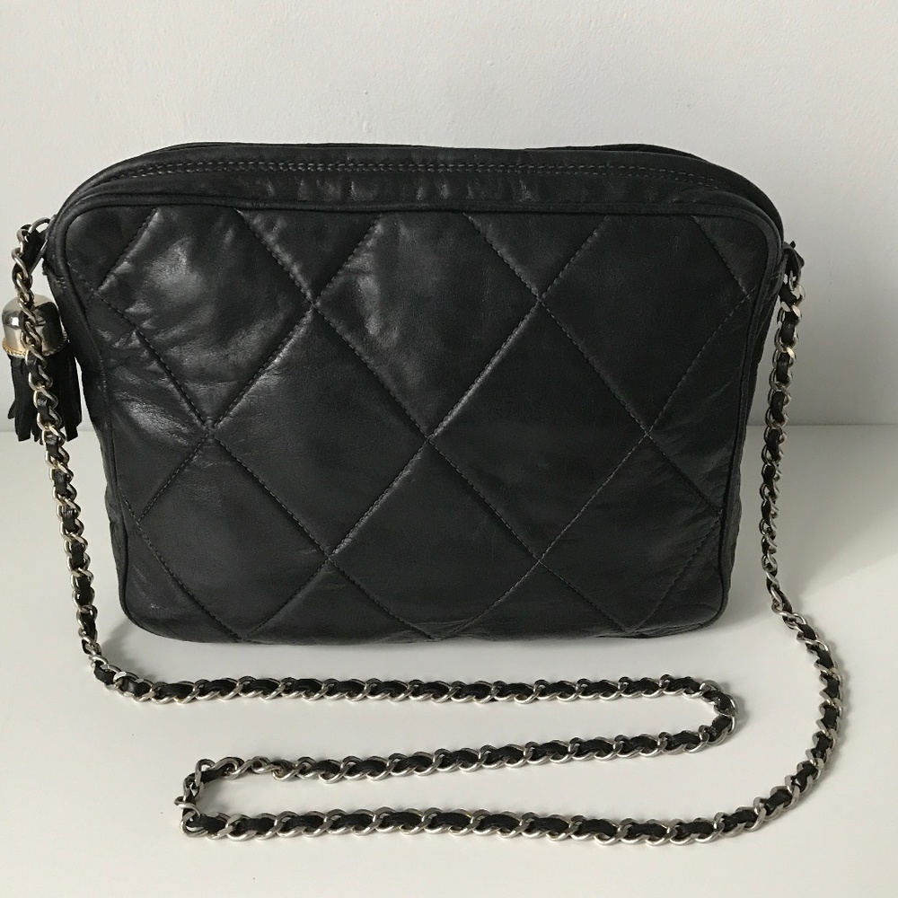 Real Lambskin Leather shoulder purse quilted