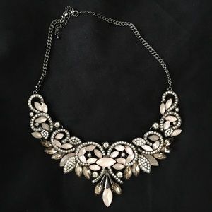 Vintage Silver Bib Statement Chunky Necklace