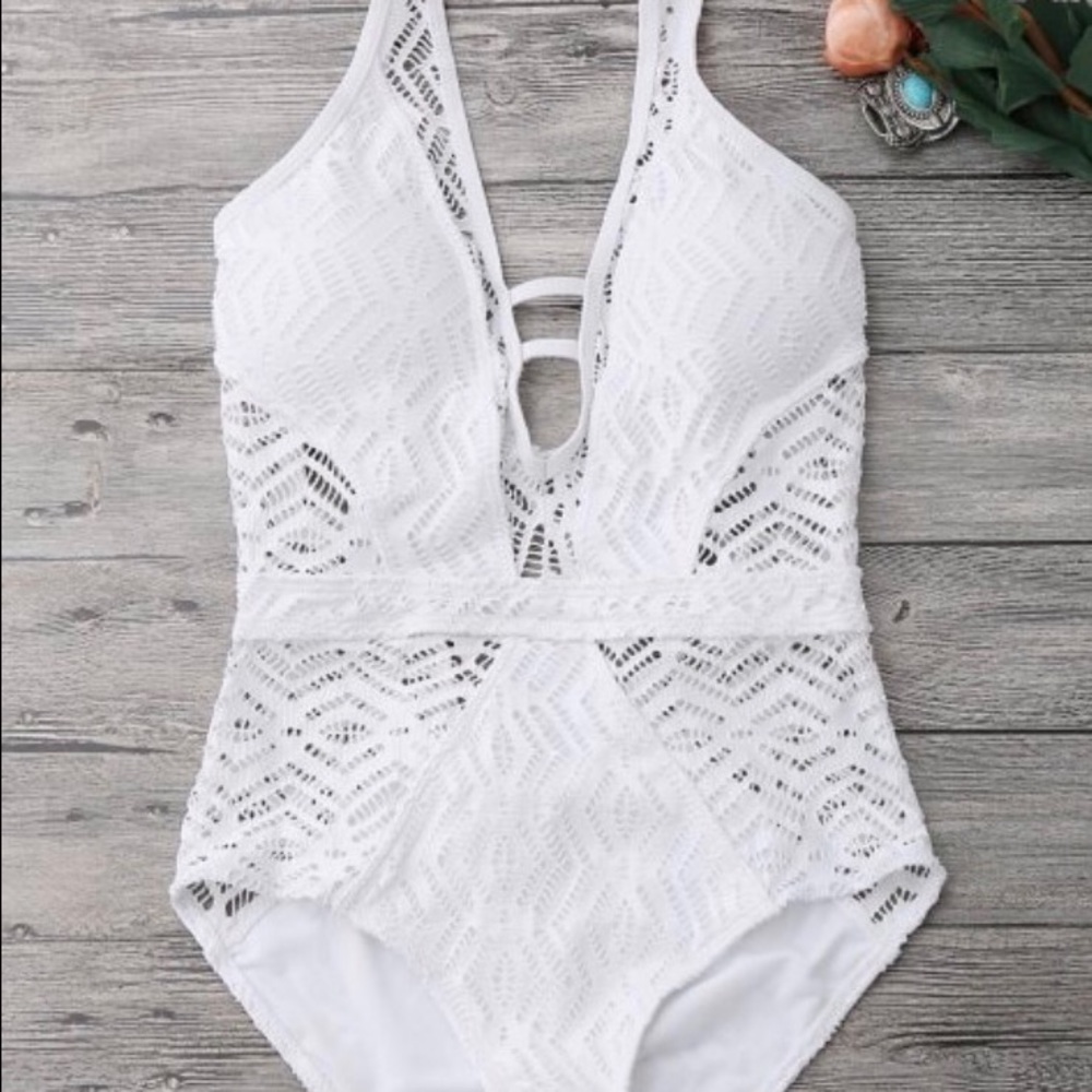 White one piece bathing suit