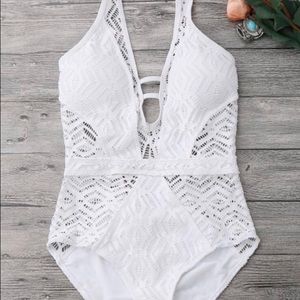 White one piece bathing suit