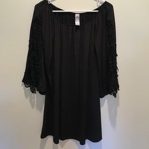Black Tunic with crocheted sleeves