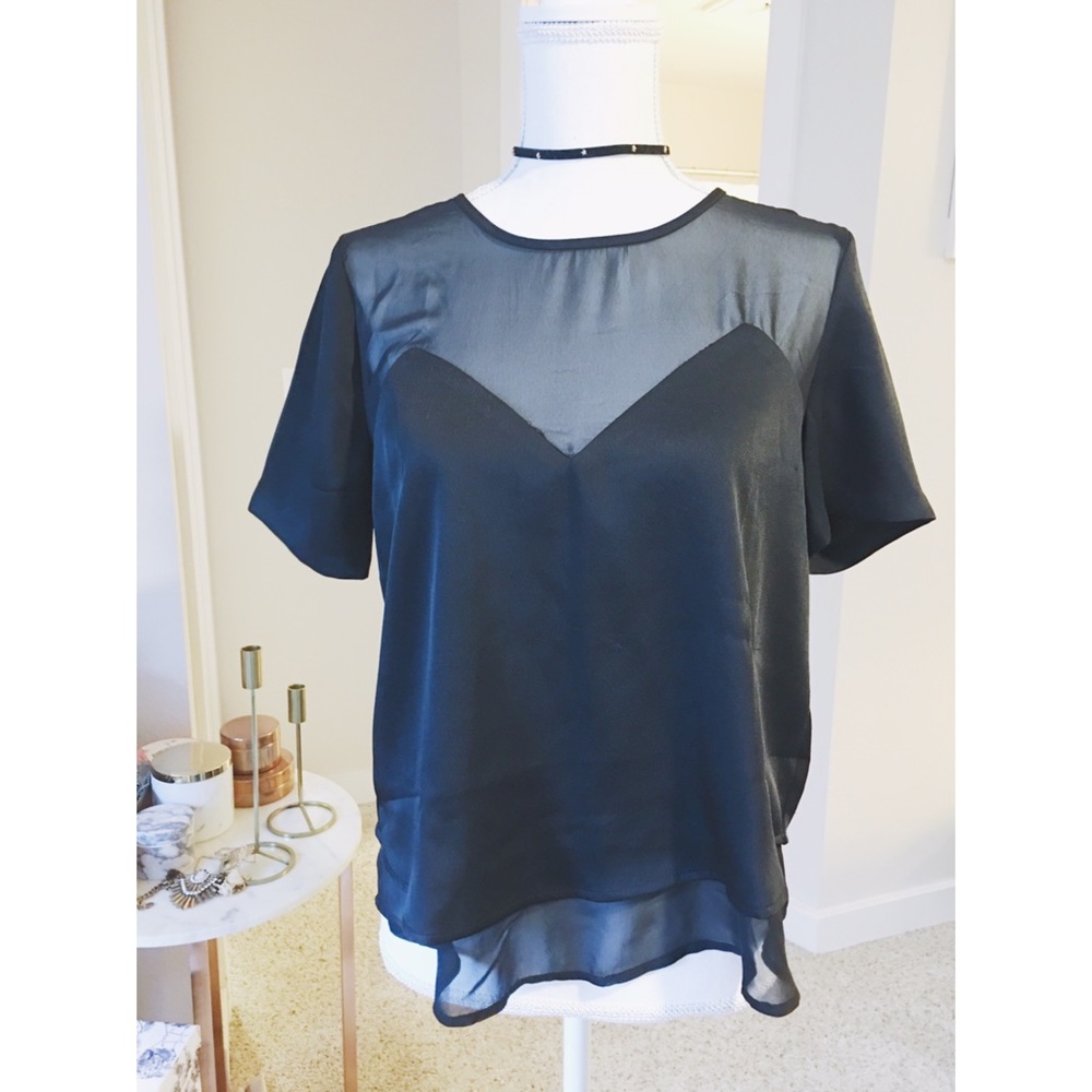 Sheer Boxy Sweetheart Neckline Blouse