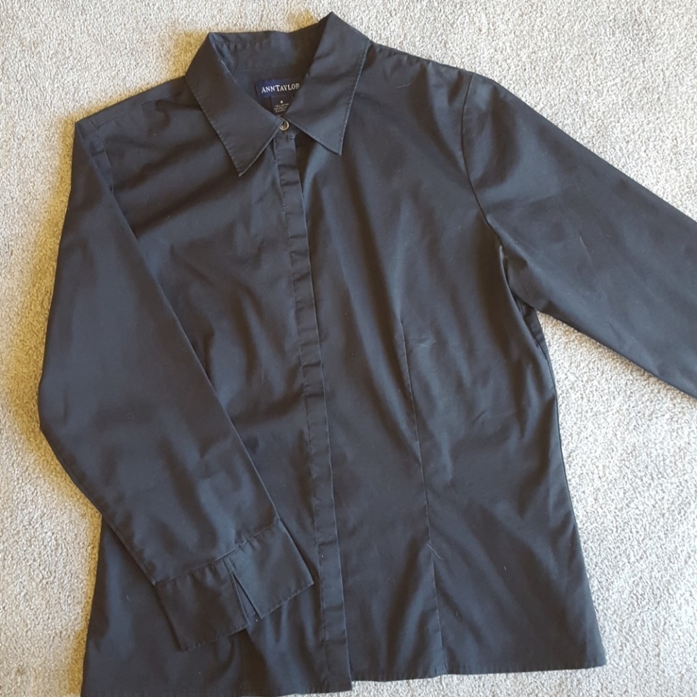 Ann Taylor black 3/4 sleeve button-down