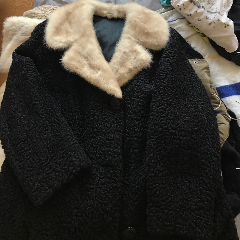 Vintage Persian lamb long coat mink collar