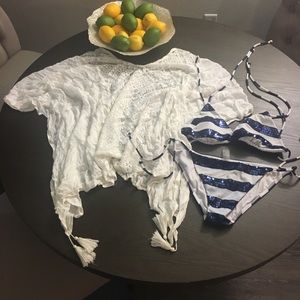 💙👙💙Blue and White Bikini with Cover Up! 💙👙💙