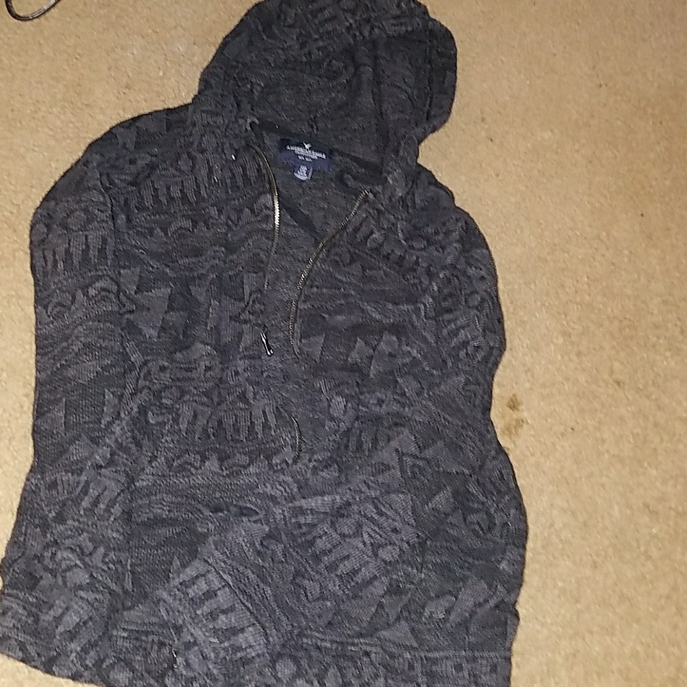 American Eagle black and Grey zip up hoodie XXS