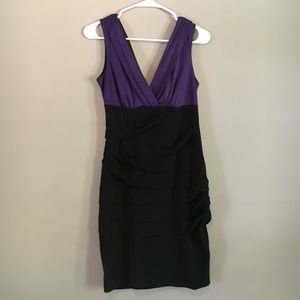 Black and purple v-neck party dress