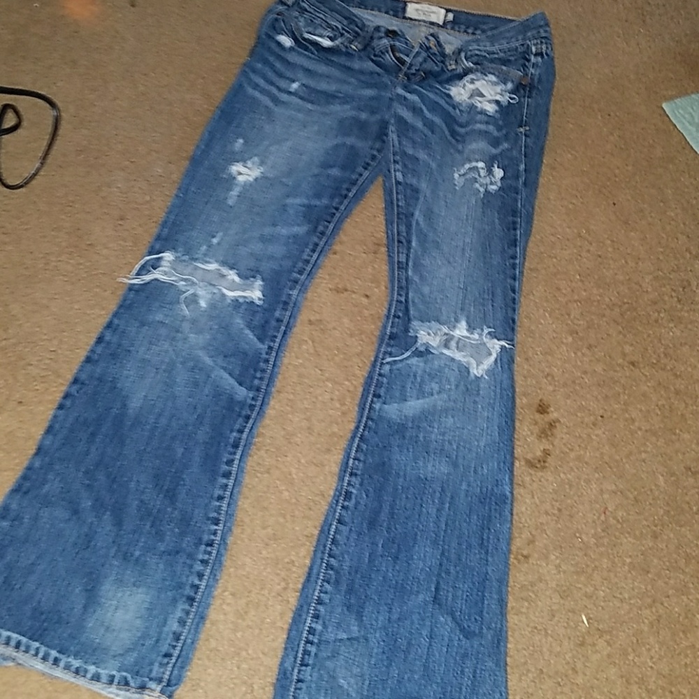 Abercrombie distressed boot cut jeans 0S