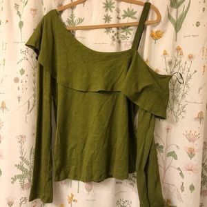 Anthropologie Off-Shoulder Long Sleeve Cotton Top
