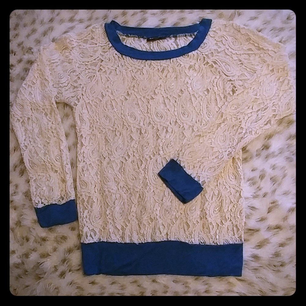 Lace with Blue Trim Shirt