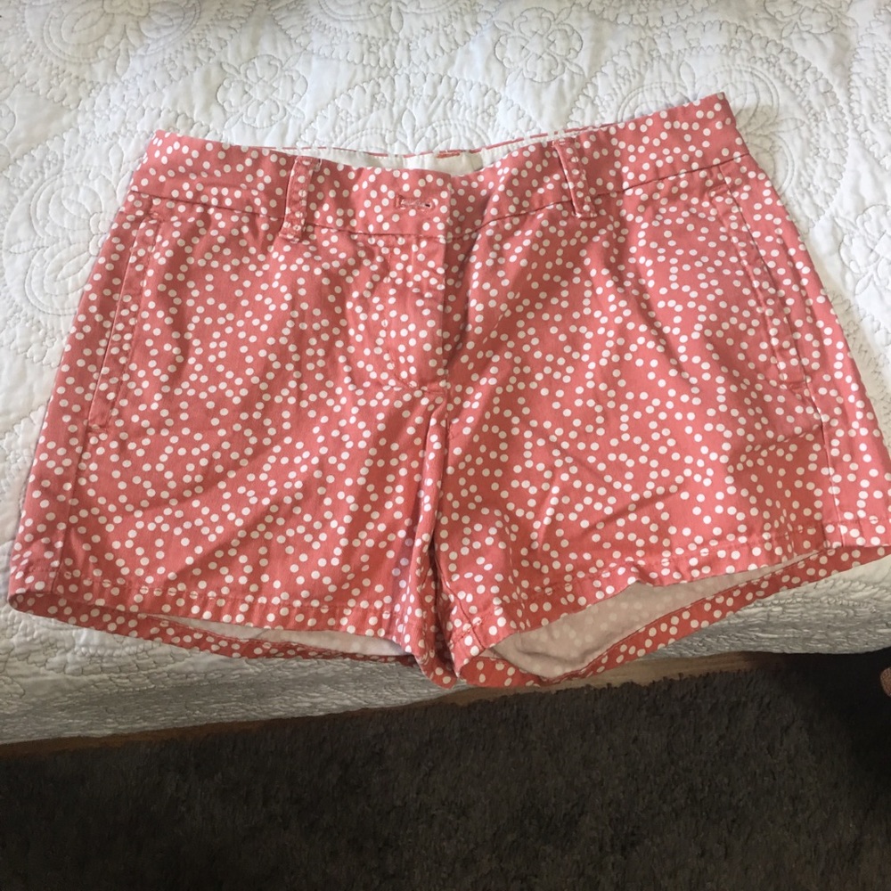 J Crew orange with while polka dots shorts