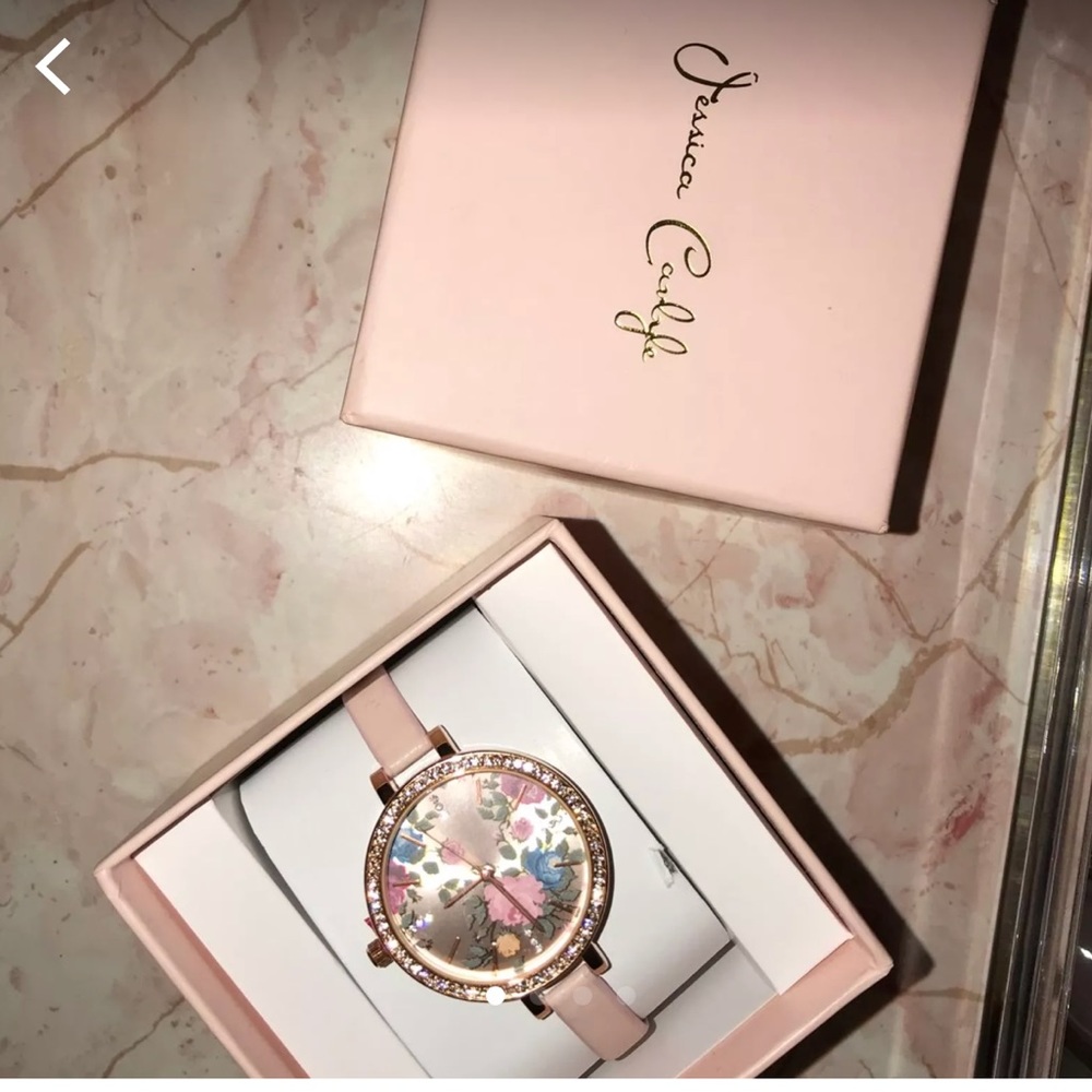 Floral pink watch with diamond jewels