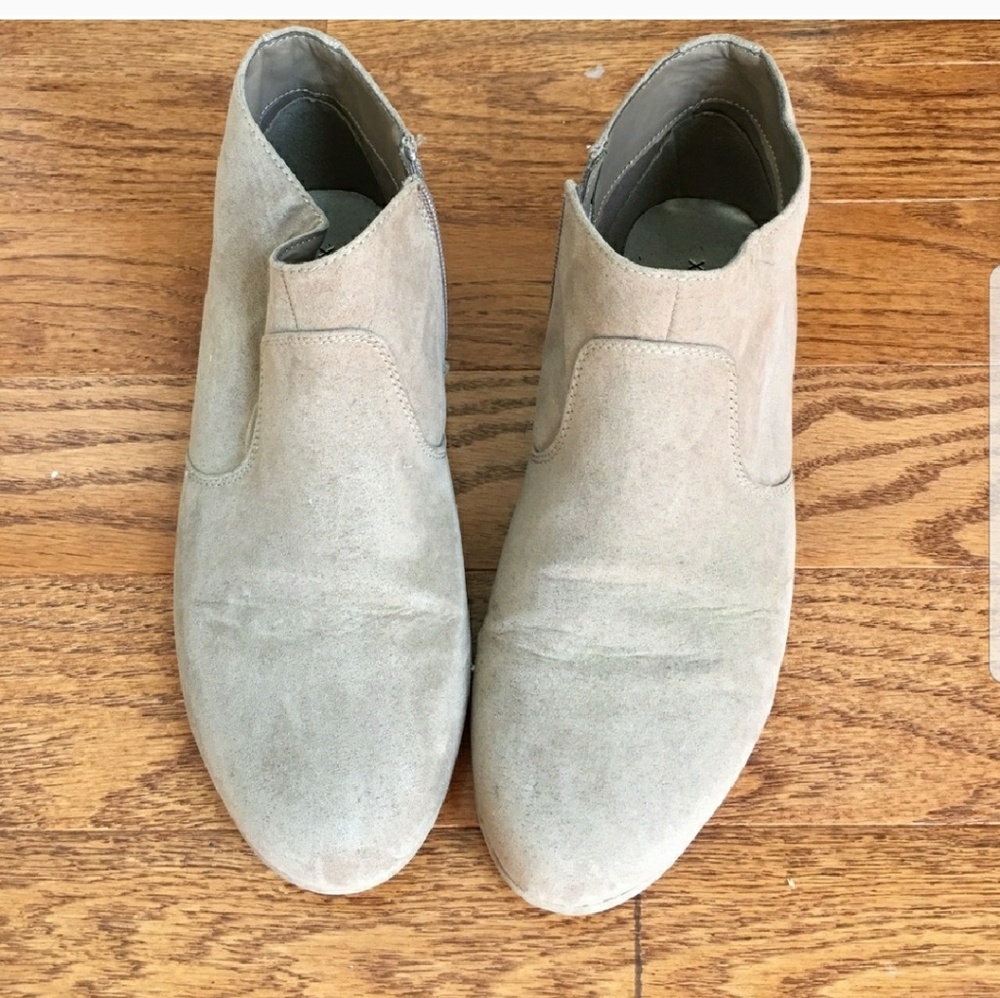 Faux suede ankle bootie
