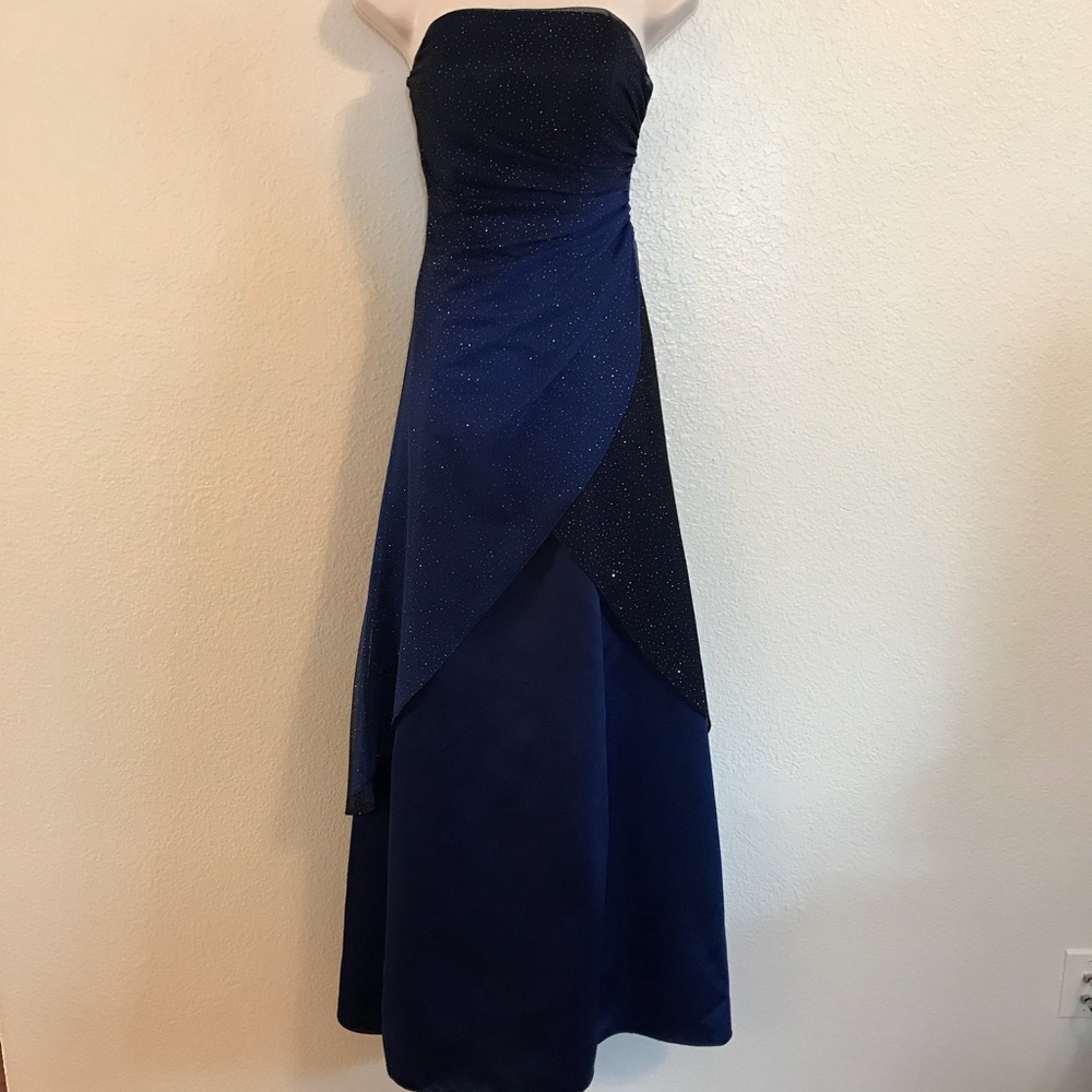 Blue formal with sparkled netting.