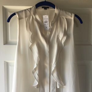 NWT ANN TAYLOR small off white sleeveless blouse