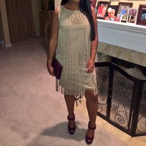Tan fringe dress!