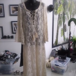 ELAN SEXY SHEER LACE COVER UP SWIM