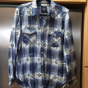 Blue plaid boyfriend fit shirt