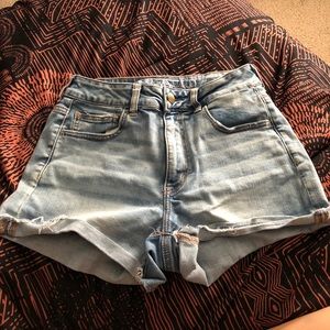 Light blue high waisted jean shorts