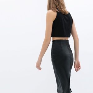 Zara Faux Leather Pencil Midi Skirt
