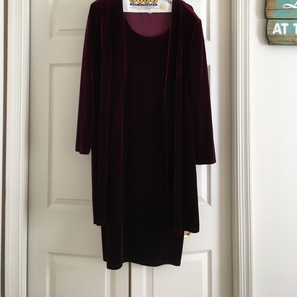 2 piece velour  dress and jacket size 16