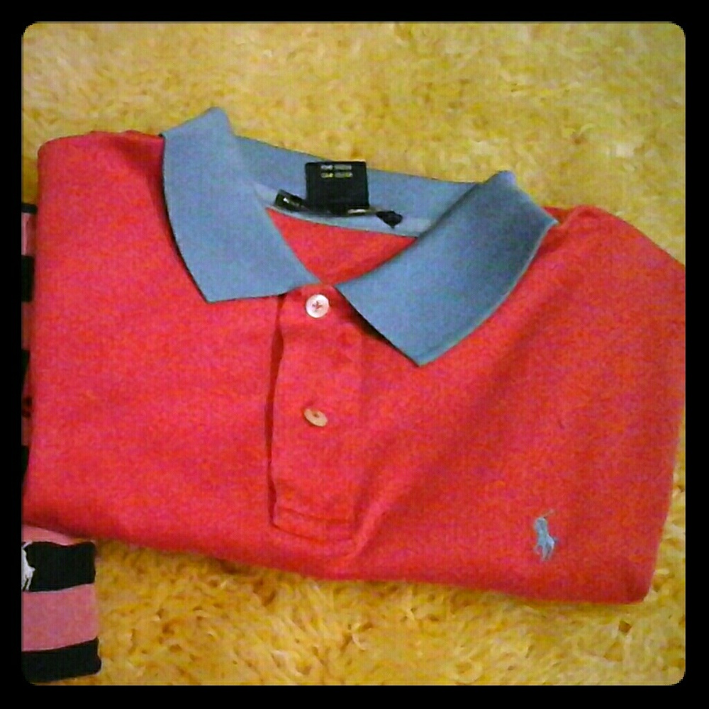 Ralph Lauren Polo coral and blue top